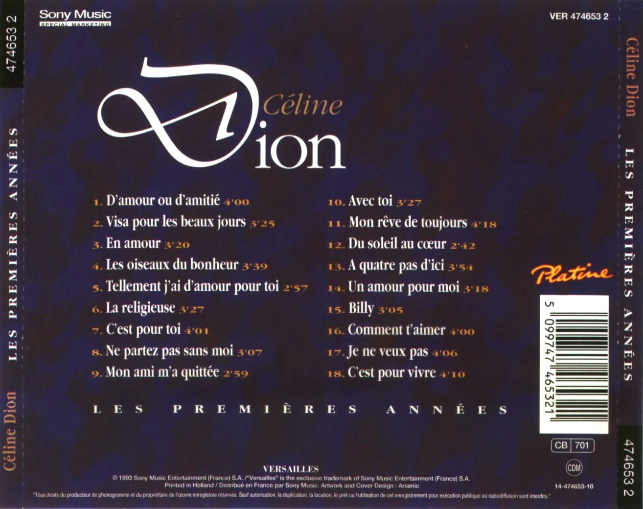 Celine Dion  Les Premiers Annees : Back